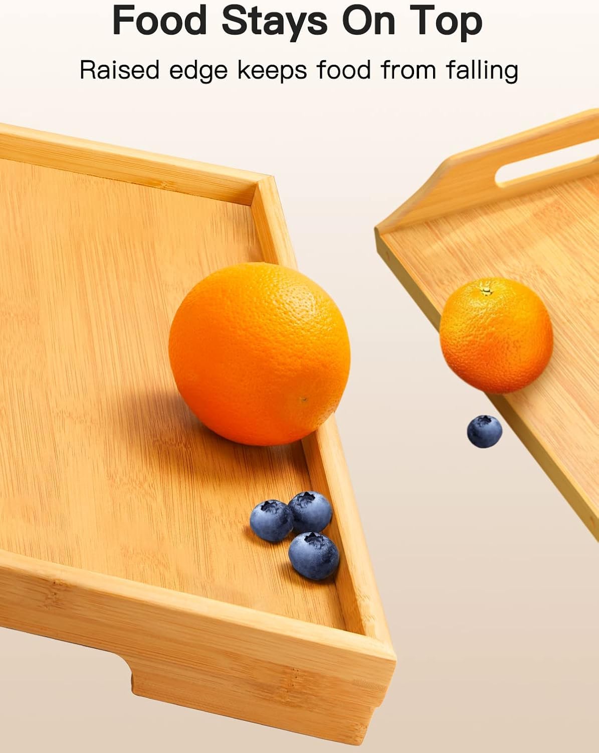 Pipishell Bamboo Bed Breakfast Tray with Foldable Legs, Handles, Ideal for Kids, Couples, Sofa, Eating, Working, Used As Laptop Desk Snack Table - 2 Pack