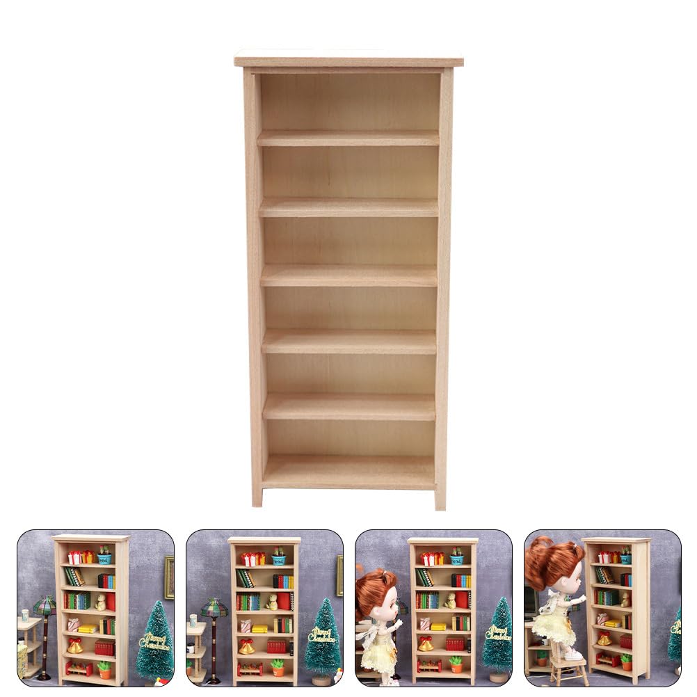 Homoyoyo Doll House Model Doll Storage Cabinet 1 12 Scale Wooden Bookshelf Miniature Wood Furniture Wood Decor Mini Furniture Doll House Furniture Small Wooden Bookshelf Mini House Supply (Pack of 2)