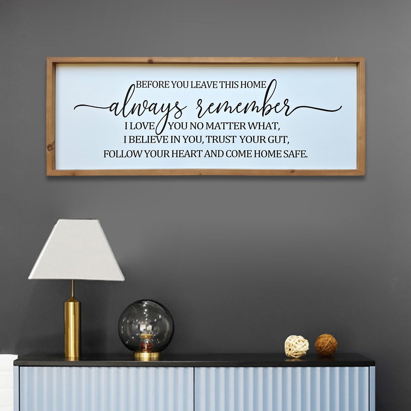 Before You Leave This Home Sign, Wall Art for Love Decor Wooden Wall Decor Above Front Door Entryway, Family Love Quotes Art Decorations Framed Wood- 32'X12'