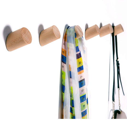 Felidio Wooden Wall Hooks, Natural Wood Coat Hooks Wall-Mounted (2 Pack), Rustic Wall Coat Rack Hat Hook, Entryway Walls Hangers, Heavy Duty Hook for Hanging Towels (Beech Wood)