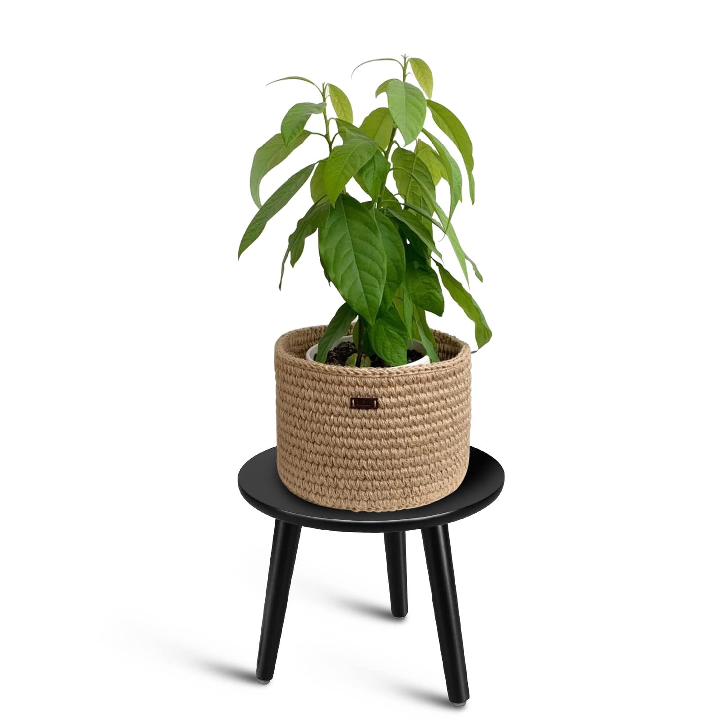Uneedem Indoor Plant Stand, Modern Plant Table 8.9" Tall Wood Mid Century Flower Holder Small Round Side End Table