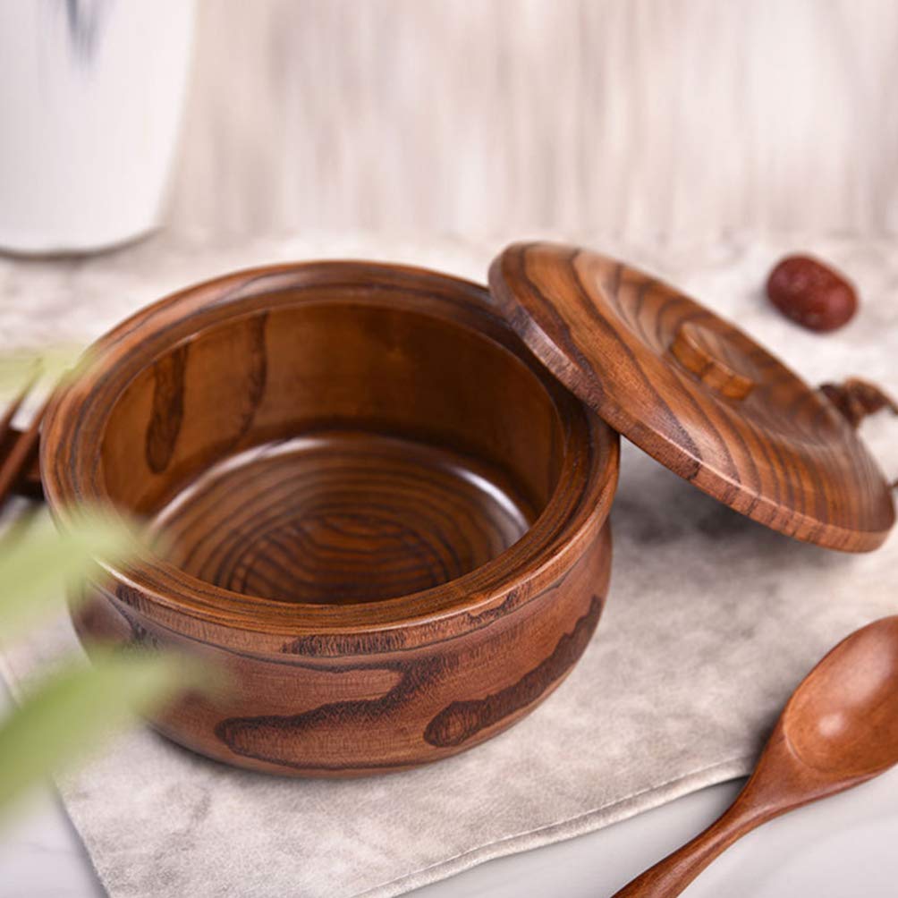 DOITOOL Wooden Snacks Bowl with Lid 6.29 Inch Square Fruit Plate Lightweight Serving Bowl for Nuts Candy Salad Home Kitchen Dining