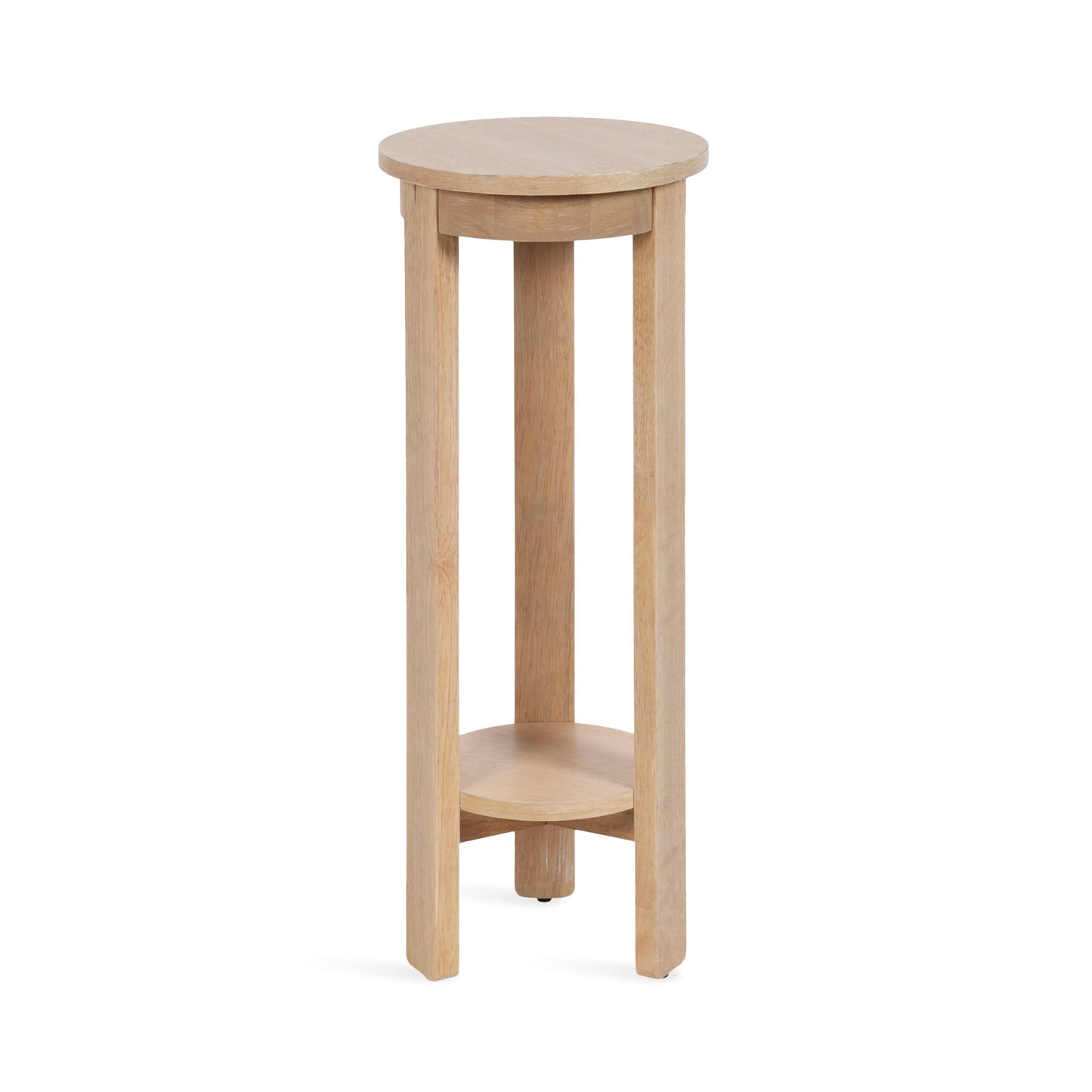 Kate and Laurel Foxford Modern Tiered Round Drink Table, 12 x 12 x 30, Light Natural, Transitional Two-Tier Circle Plant Stand for Use as Living Room Pedestal Table or Small Bedroom Nightstand