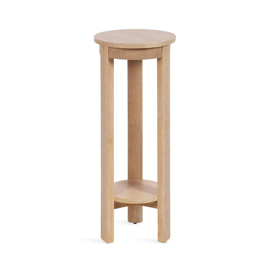 Kate and Laurel Foxford Modern Tiered Round Drink Table, 12 x 12 x 30, Light Natural, Transitional Two-Tier Circle Plant Stand for Use as Living Room Pedestal Table or Small Bedroom Nightstand