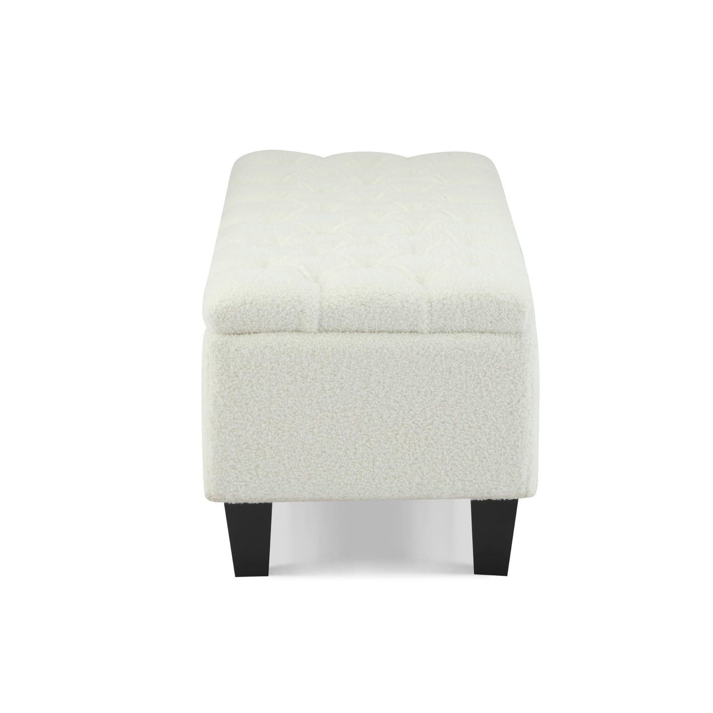 Christopher Knight Home Ottilie Boucle Fabric Storage Ottoman Bench, Wooden Rectangular Ottoman with Storage, Bedroom End of Bed Foot Stool, Entryway Ottoman Footrest, Living Room Extra Seat, White