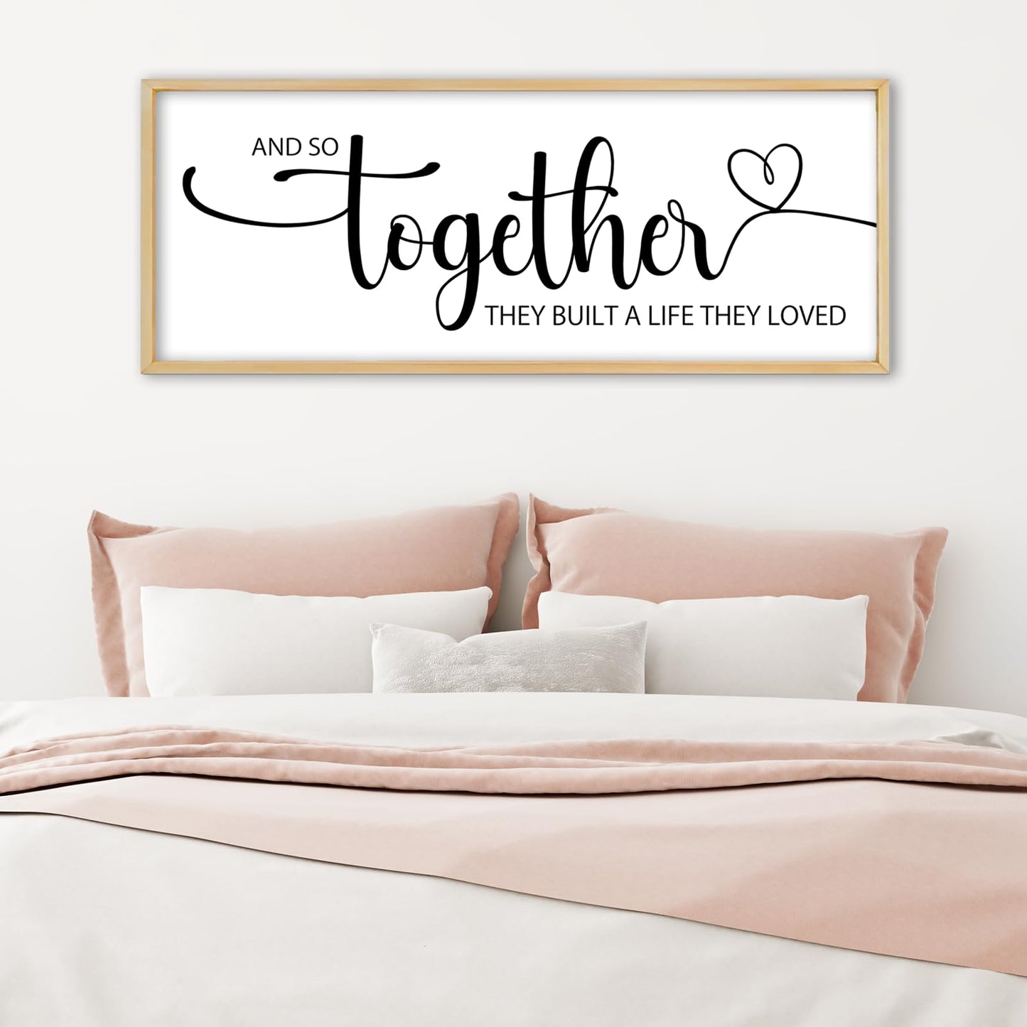 RLWangChao And So Together They Built A Life They Loved Sign Wall Decor 40"x15" Above Over Bed Master Bedroom Large Wood Framed Wall Hanging Art (Wood)