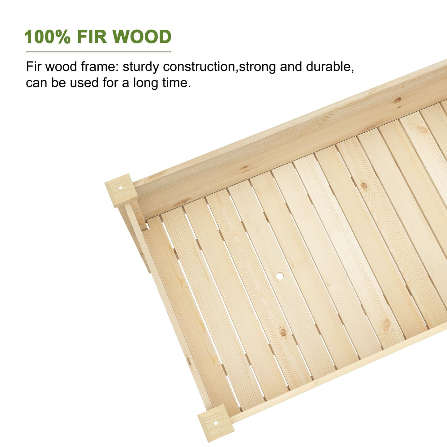 BIRASIL Outdoor Raised Garden Bed, Wood Planter Box for Vegetable Flower, Elevated Reinforced Large Garden Planters Boxes for Backyard Patio Gardening Balcony (48.5”L, Natural Wood)