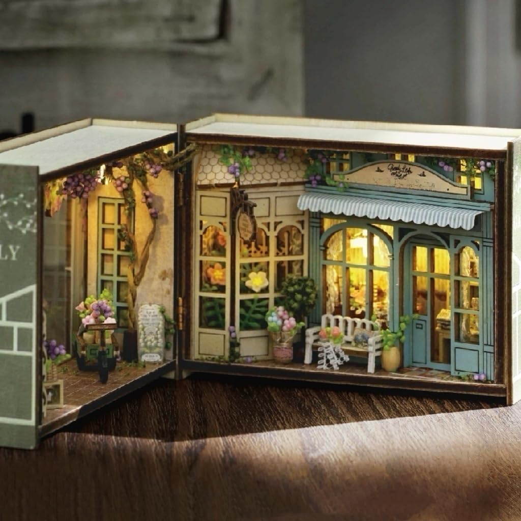 ESTUSR DIY Miniature Dollhouse Kits - Wooden Mini Model House with LED Lights, Tiny Furniture & Accessories – Craft Building Kits for Teens & Adults (Molly Garden) – Birthday Valentine's Gift