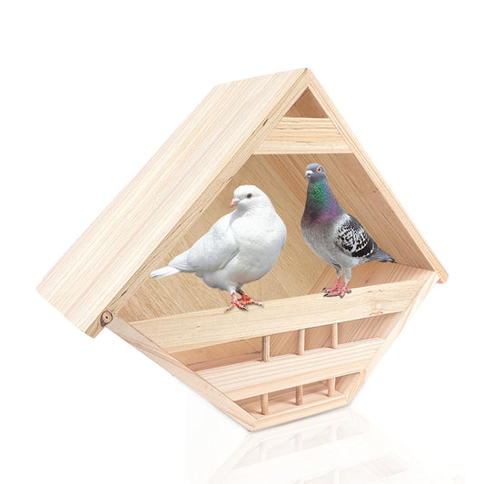 oyhqes Mourning Dove Nesting Box Cedar Wooden Birdhouses Shelter Triangular Opening Pigeon Roosting Platform for Outdoors Garden Yard Decor