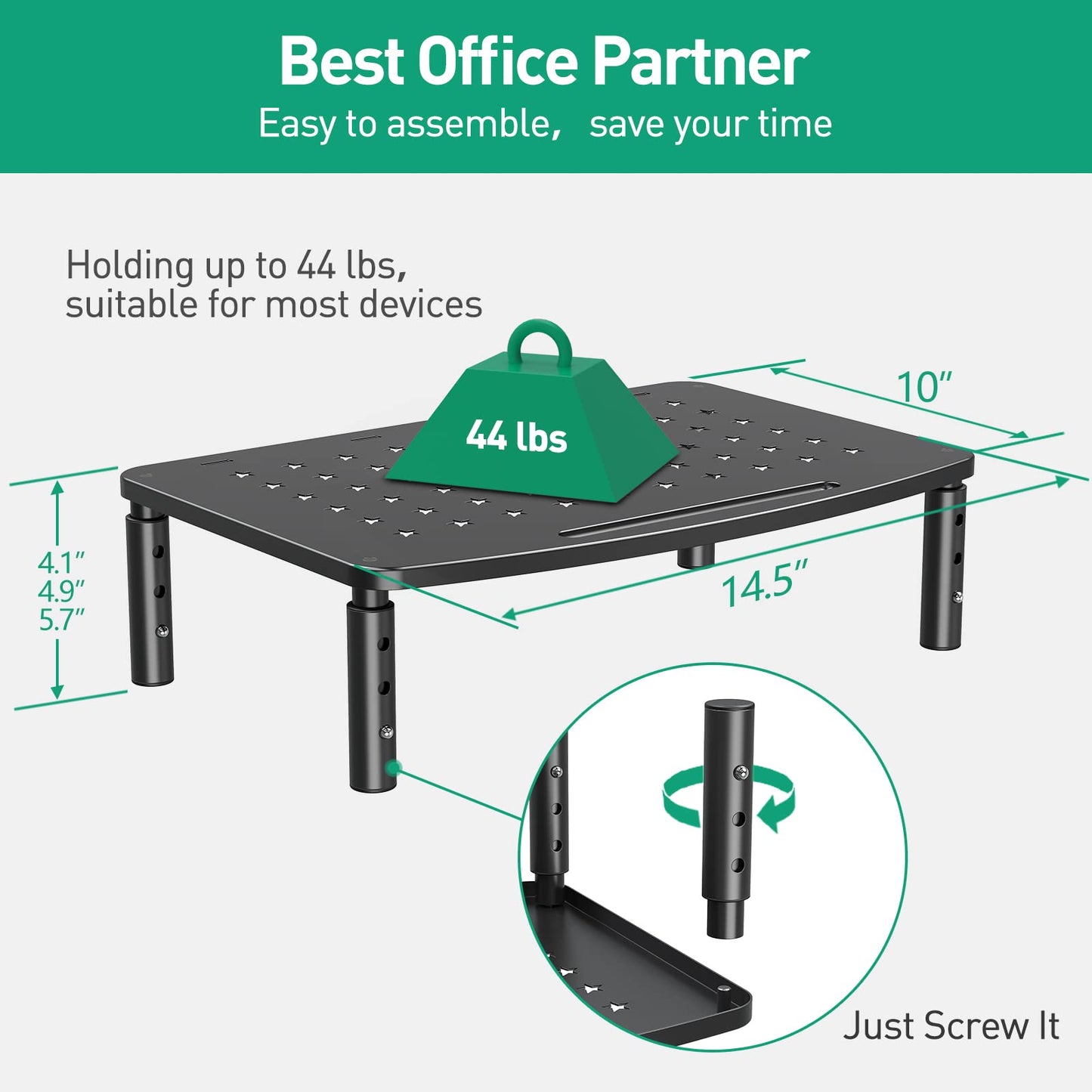 Zimilar 3 Height Adjustable Monitor Stand for 2 Monitors +2 Tiers Laptop Computer Monitor Riser for PC Screen, iMac, Desktop Wooden Screen Monitor Stand Riser with Storage