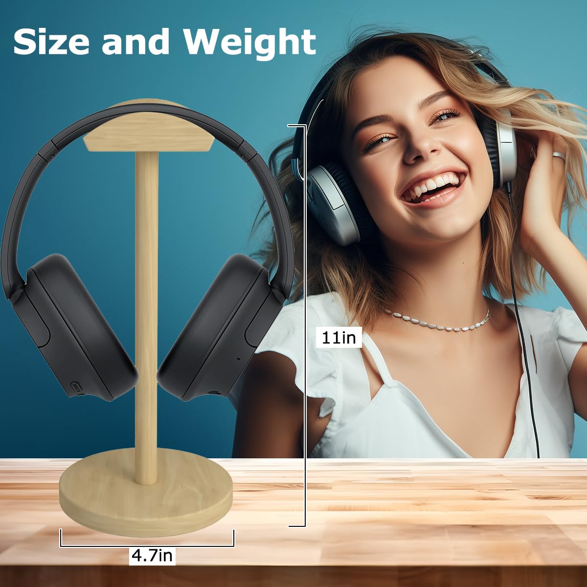 Cyfromt Headphone for Desk Hanger Holder Organizer Keeper Racks Storage Mount Gaming Headset Stand Premium Functional Craftmanship Headset Stand (Wood Tone)