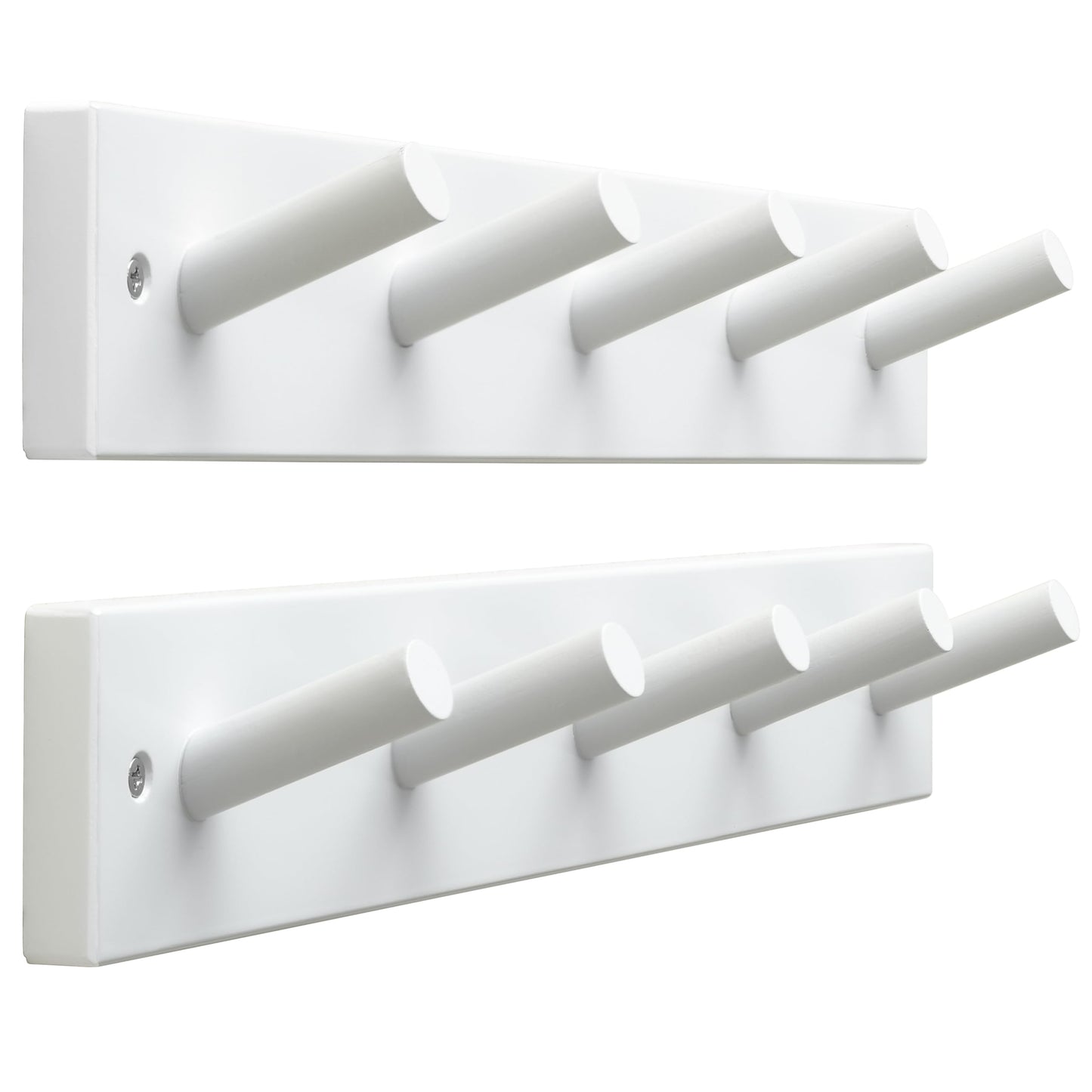 SKOLOO Wooden Wall Mounted Coat Rack,16'' Hole to Hole, 5 Pegs Bamboo Wall Hook for Hanging Clothes Robes Towels Hats,White