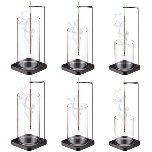 BreezeHug 6 Pack Incense Holder for Sticks Upside Down Anti-Ash Flying No Mess Wooden Incense Stick Burner with Detachable Ash Catcher Modern Vertical Incenses Holder for Yoga Spa Home, 3 Sizes