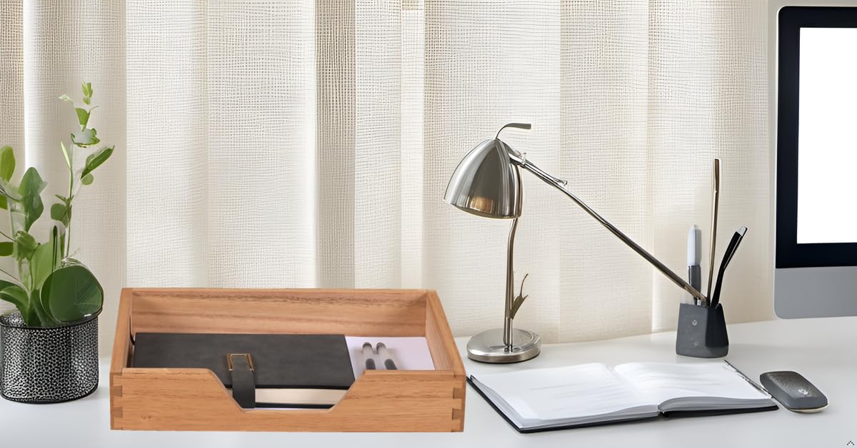 DDYURI Wood Letter-Size Tray for Office Desktop Organizer - Wooden Front-Load Documents Tray for Mail, Paper, File, Magazine, Pen,Notebook Storage Paper Holder Trays Light(DGTU-LT)