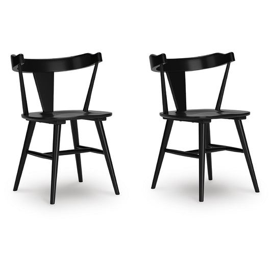 Signature Design by Ashley Gretlynn Casual Solid Wood Armless Dining Chair, Set of 2, Black
