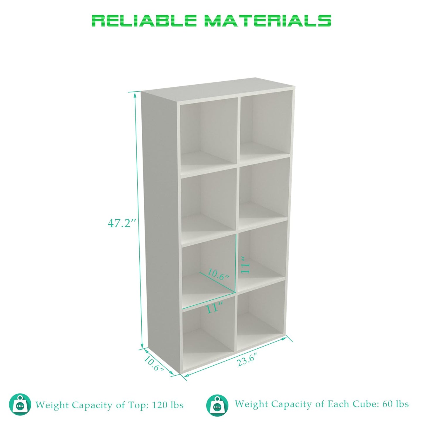 OSCHF 8-Cube Storage Shelf Bookcase - Wooden 4-Tier Floor Standing Open Bookshelf, Modern TV Stand up to 55 Inchs for Home and Office, Warm White