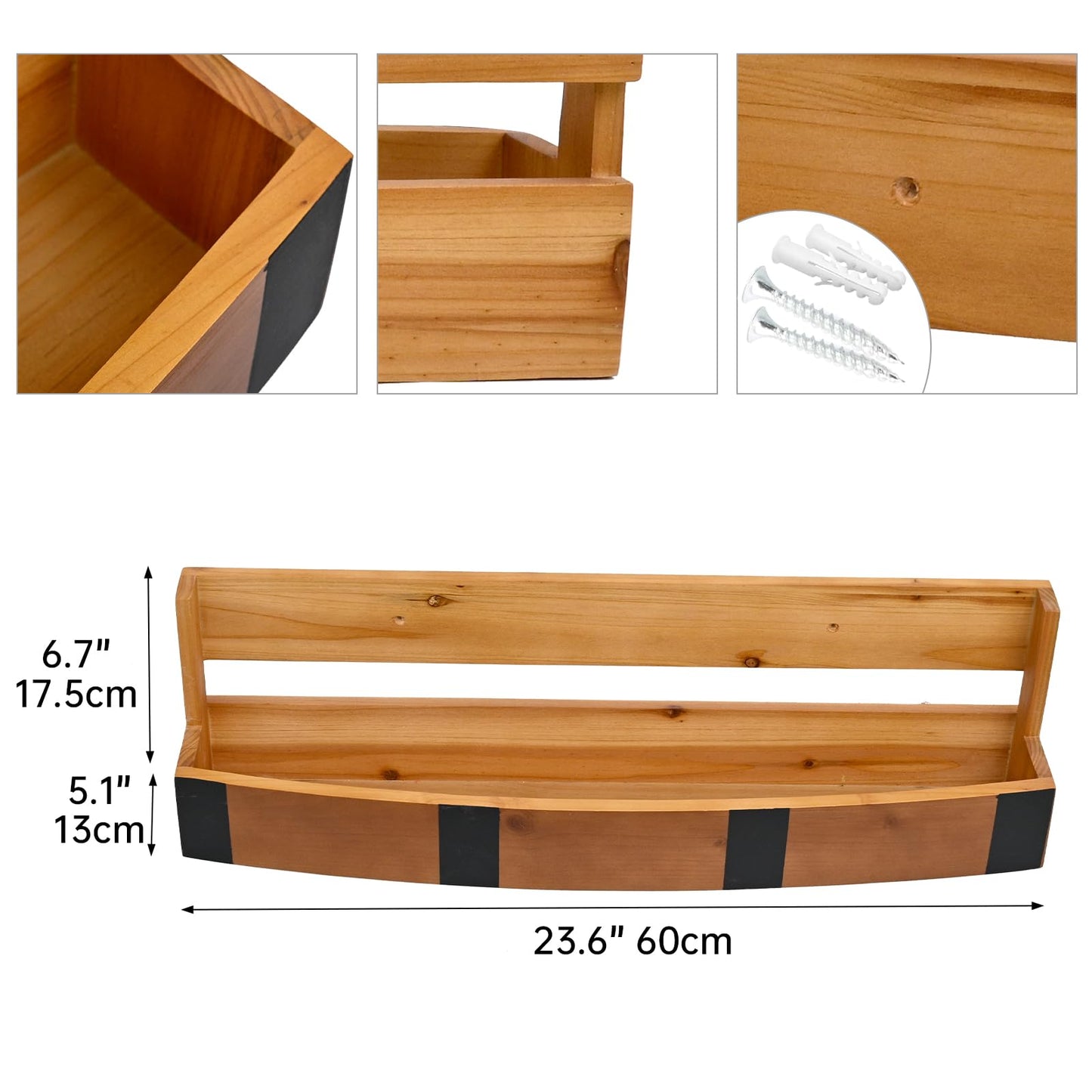 FUIN Wooden Wine Rack Wall Mounted, Wine Bottle Rack & Wine Holder Shelf, Solid Wood Wine Shelf for Kitchen, Dining Room & Home Bar, Space Saving Liquor Bottle Display