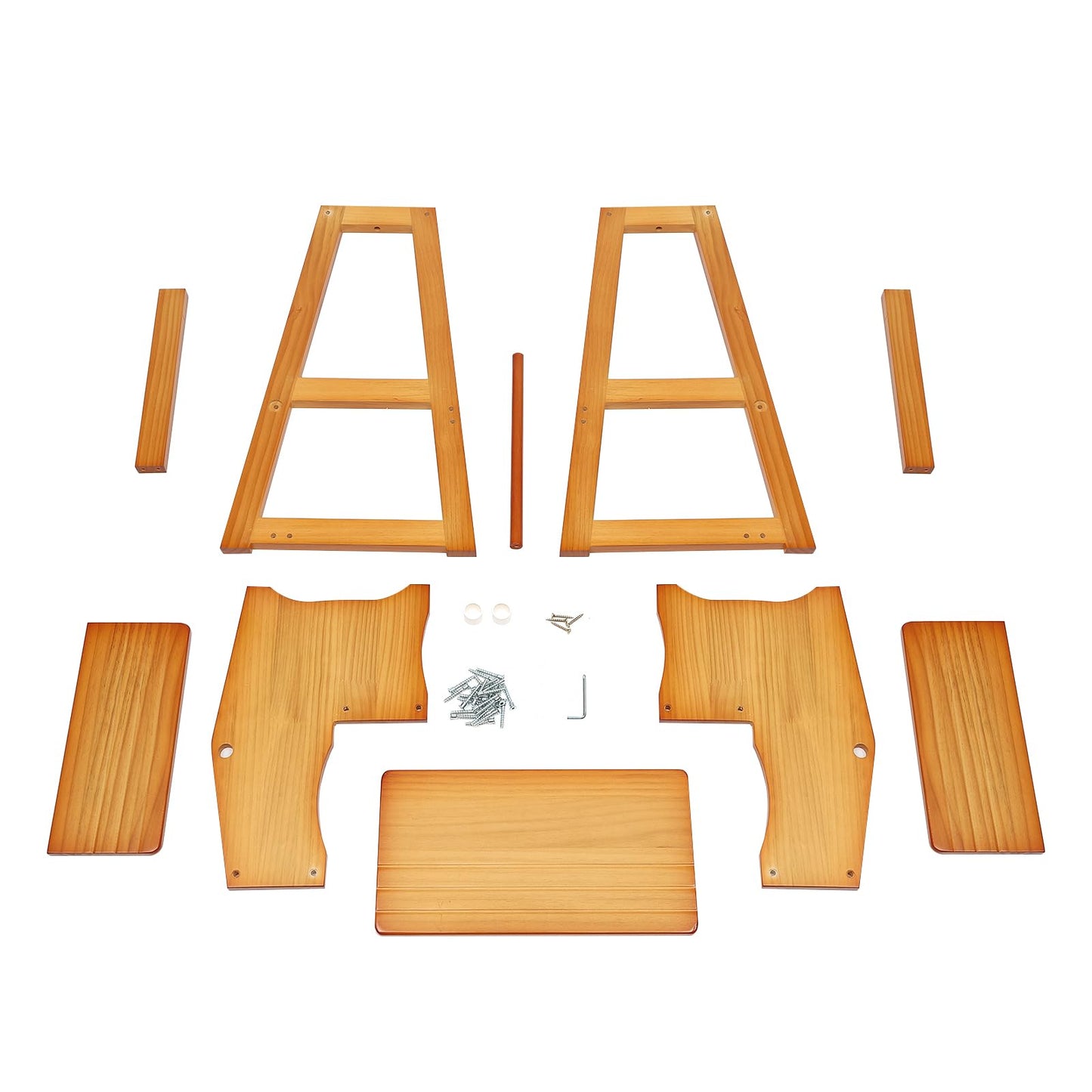 Folding Library Ladder Chair, 3-Step Stool Stepladders Lightweight Portable Multi-Functional Wood Step Ladder for Home,Kitchens, Garages (Honey)