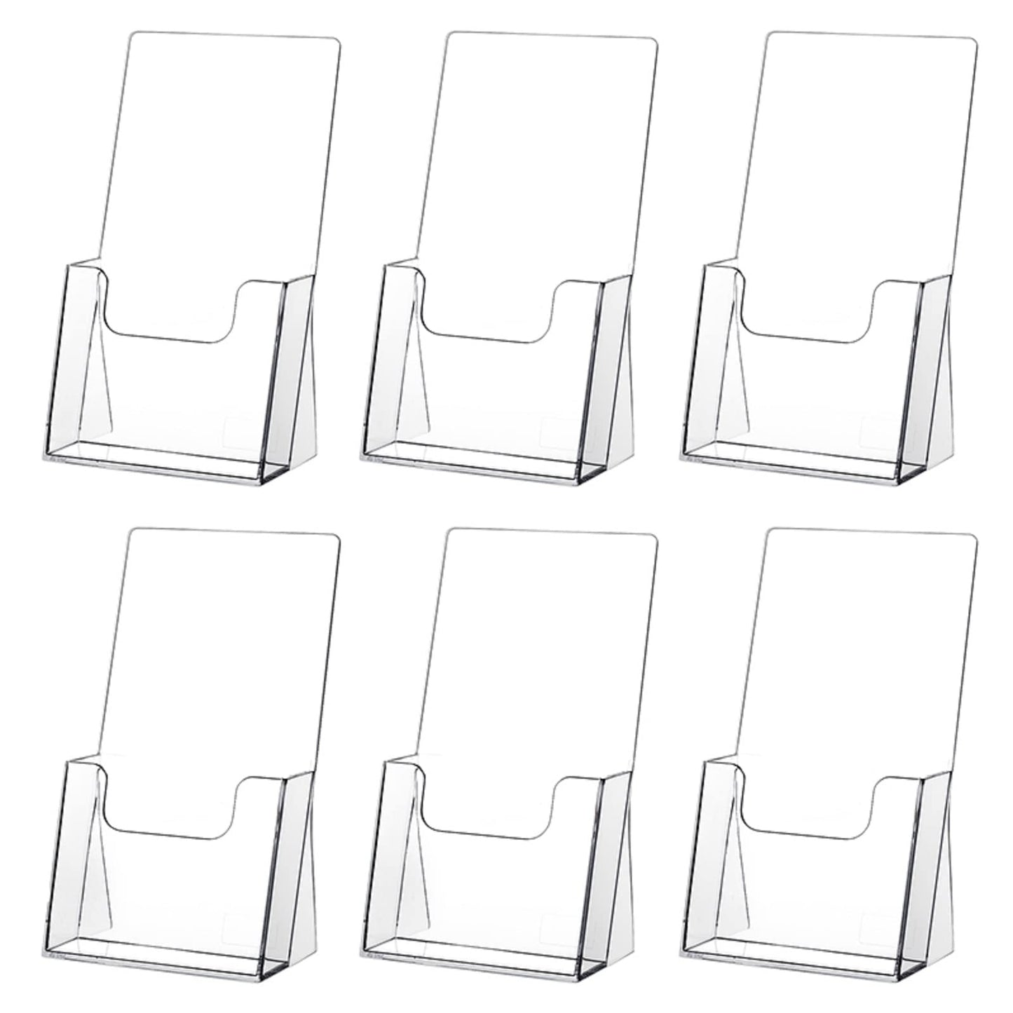 zavekia Acrylic Brochure Holder,6 packs Thicker Countertop Literature Holder Plastic Flyer Display Stand for Magazine (6 packs)