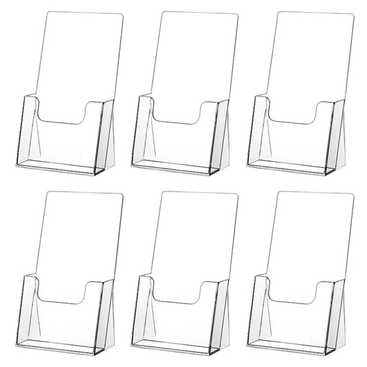 zavekia Acrylic Brochure Holder,6 packs Thicker Countertop Literature Holder Plastic Flyer Display Stand for Magazine (6 packs)