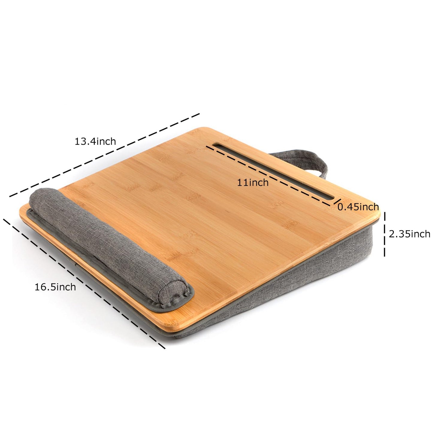 SANJIMO Lap Desk for Laptop with Cushion, Bamboo Laptop Stand with Anti-Slip Strip Tablet Phone Holder, Fits up to 15.6 inch Portable Computer Lap Desk for Couch, Bed & Car