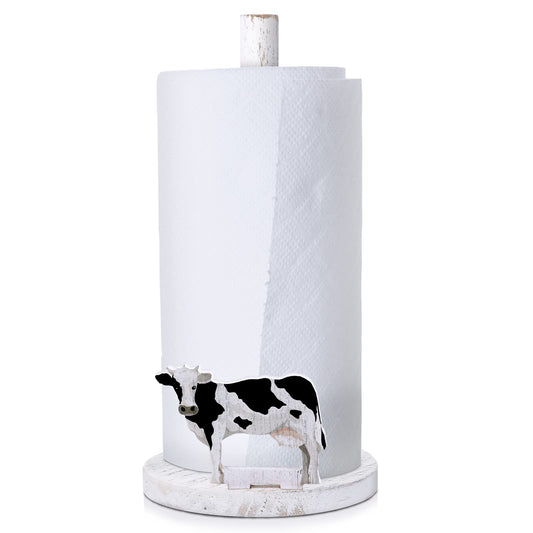 Yetene Cow Paper Towel Holder Cow Kitchen Decor Wooden Farmhouse Paper Towel Holder Countertop Kitchen Accessories Farm Rustic Home Bathroom Living Room Table Decor Gifts