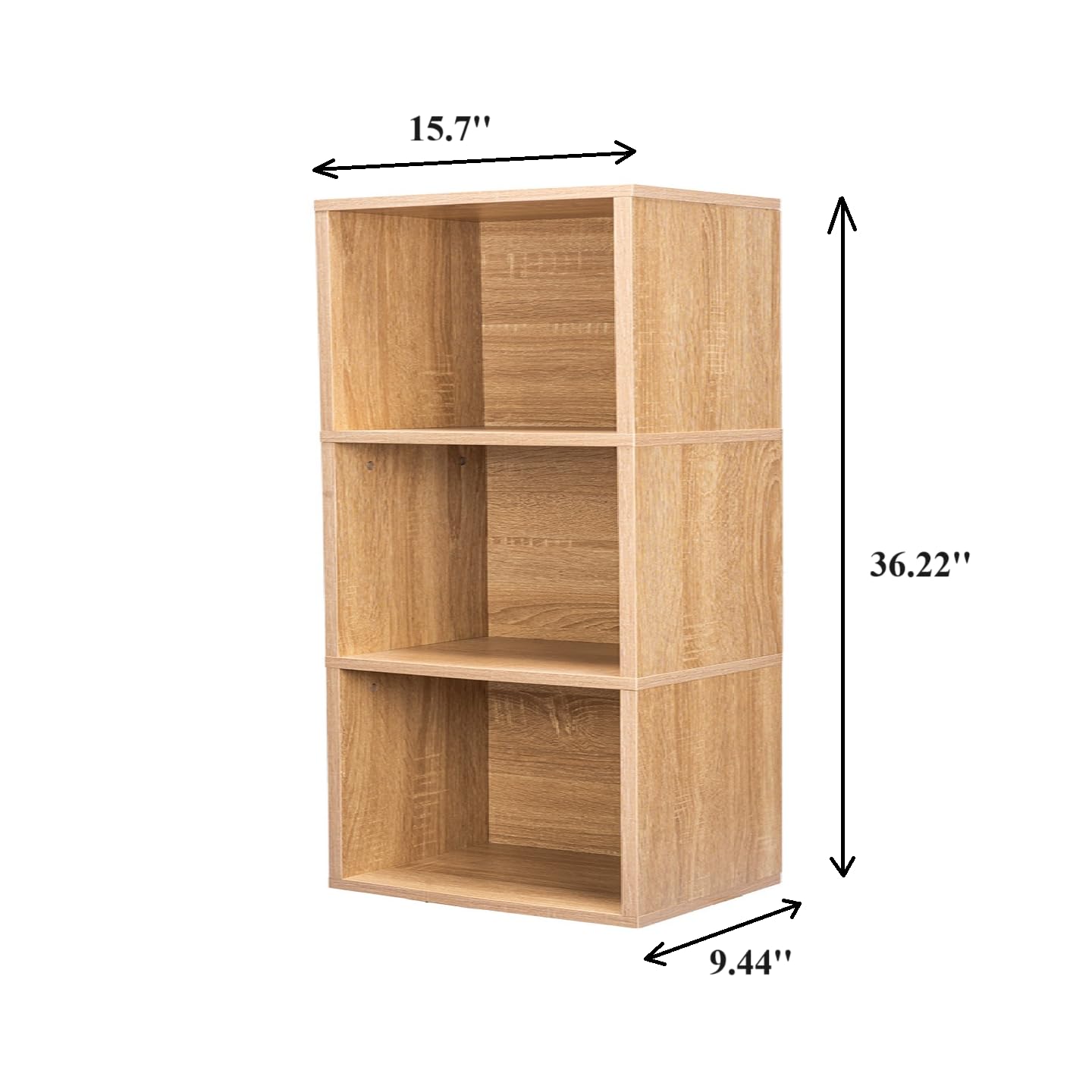 YCICI 3 Cube Storage Shelf, 3 Cube Storage Organizer, 3 Tier Bookshelf Small Bookcase, Wooden Book Shelf for Bedroom, Small Bookshelf for Living Room and Office (3 Tier, Natural)