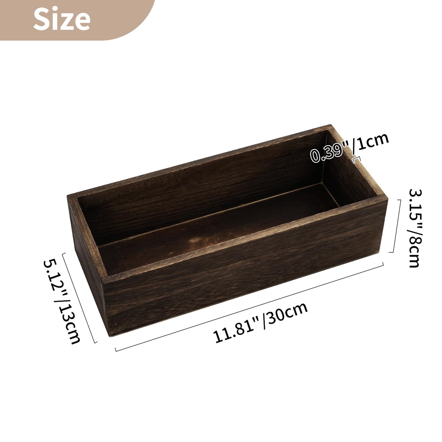 NUPTIO Wooden Box Centerpiece for Table: 6 Pcs 11.8" Long Wood Rectangle Box - Farmhouse Flower Box for Fall Wedding Dining Living Room Mantel Table Centerpiece Decor