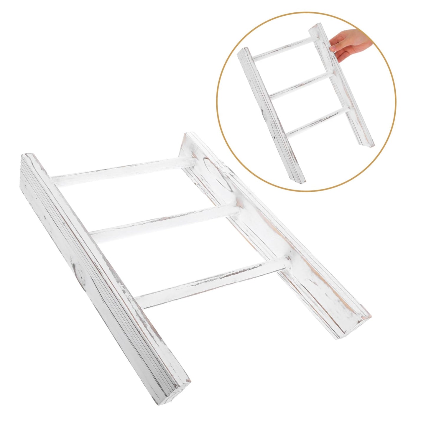 PRETYZOOM Miniature Rustic Ladder Towel Rack for Bathroom and Kitchen Space Saving Farmhouse Decor with Multipurpose Display Function Easy Access Hand Towel Holder for Small Spaces