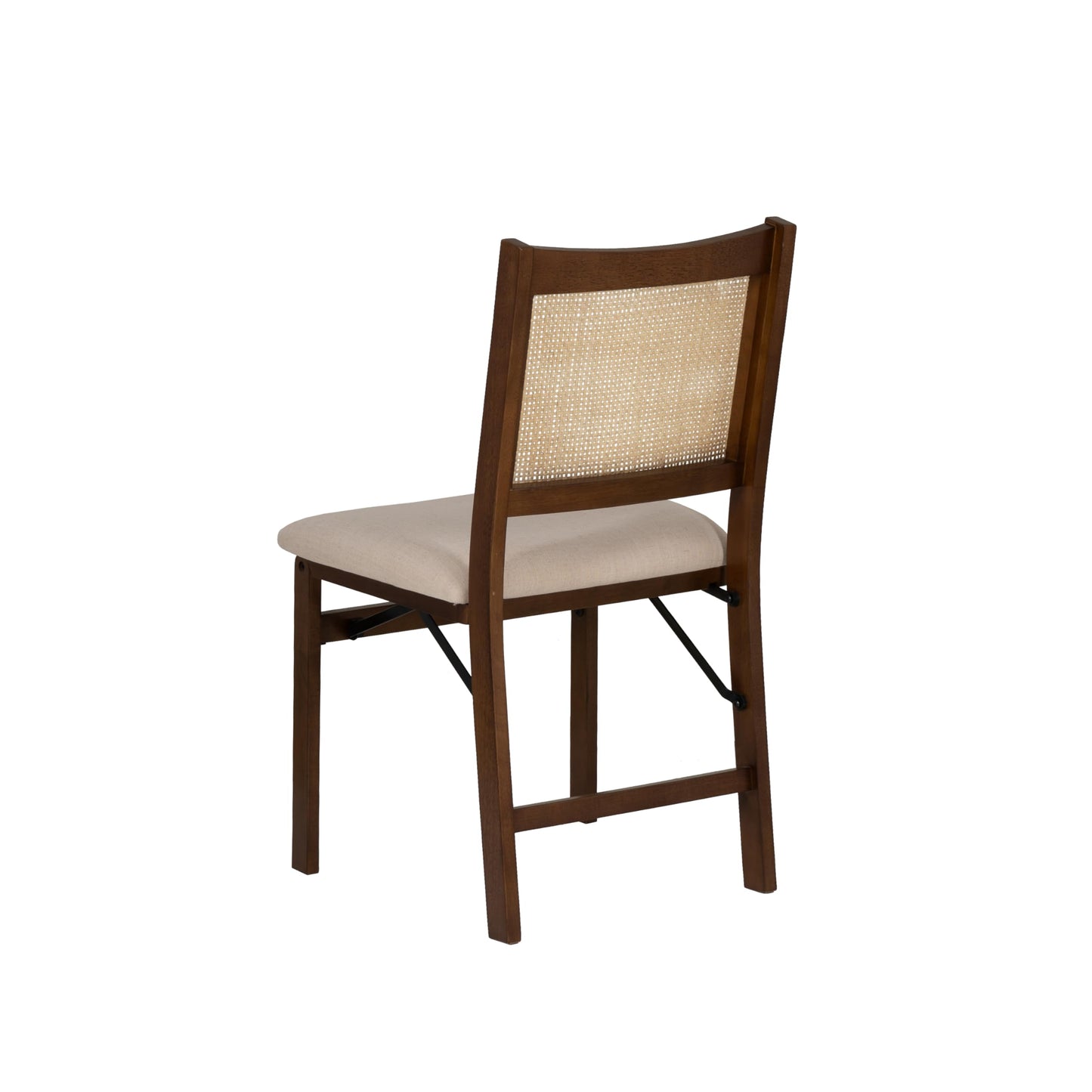 Powell Kasi Brown and Natural Rattan Cane Fully Assembled Foldable Wooden Dining Side Chair