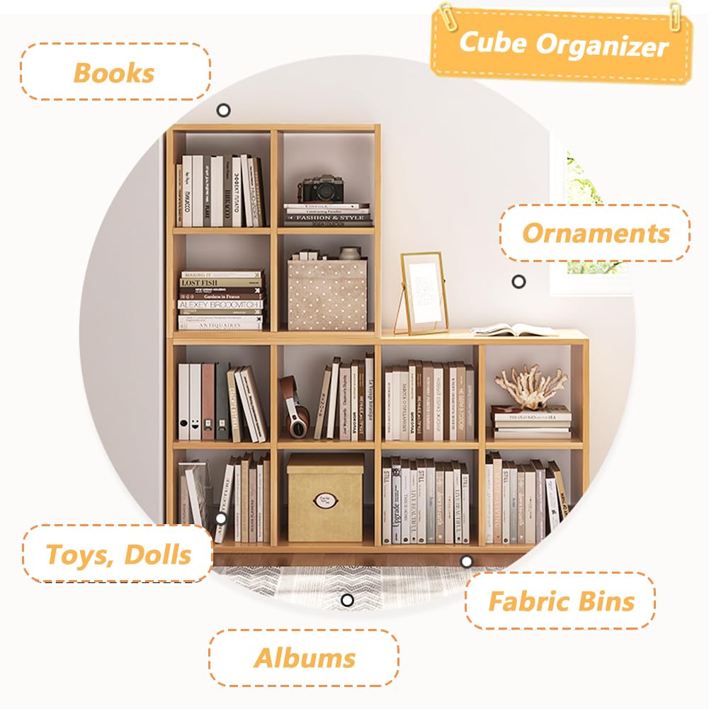 NELYE 6 Cube Organizer Bookcase - Fabric Storage Bins Container, Open Shelf Simple Compartments Bookshelf, White