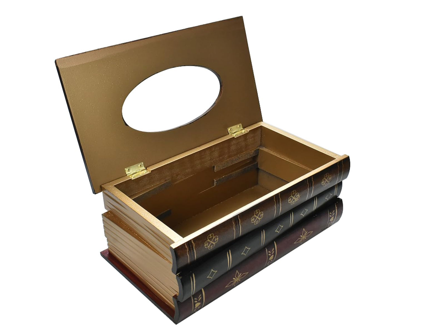 Elegant Wooden Antique Book Tissue Box Cover - Handcrafted Retro Napkin Holder Dispenser for Home Decor, Bathroom, Office, Car, Kitchen (Coffce LX)