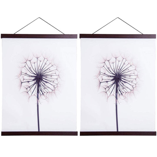 2 Pack Magnetic Poster Hanger Frame, 20x28 20x30 20x26 Light Wood Wooden Magnet Canvas Artwork Print Dowel Poster Hangers Frames Hanging Kit (Walnut, 20", 2 Packs)