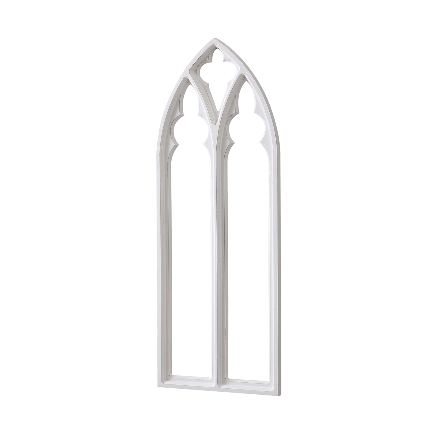 Sintosin Rustic Arched Window Frame Wall Decor 40 X 16 Inch, Hanging Distressed White Wooden Cathedral Farmhouse Faux Window Wall Art for Home Decor Living Room Bedroom Kitchen Hallway