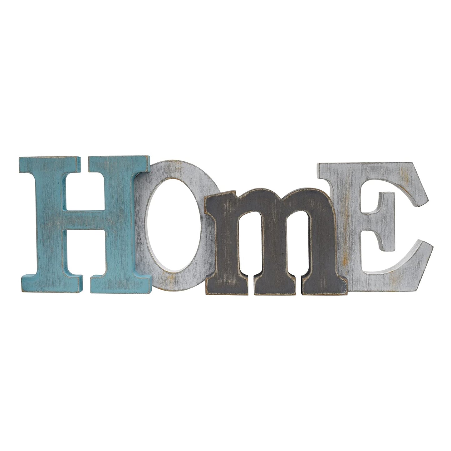 Linfevisi Wooden Home Sign Aqua Hanging Block Letters Sign Rustic Freestanding Wood Word Decor Decorative Home Table Sign Cutout Word Art Wall Decor (Home)