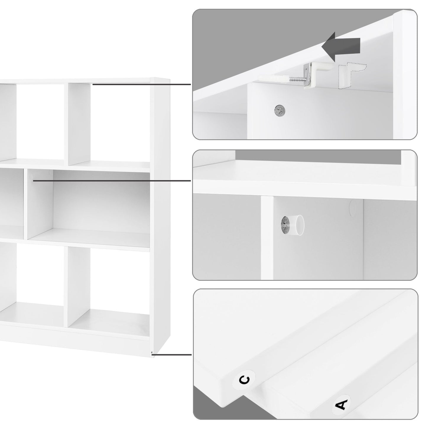VASAGLE Custos Collection - Bookcase, Bookshelf, Freestanding Storage Unit, Used Horizontally, Vertically, Upside Down, 11 x 35.4 x 39.4 Inches, for Living Room, Study, Office, Cloud White ULBC55WT