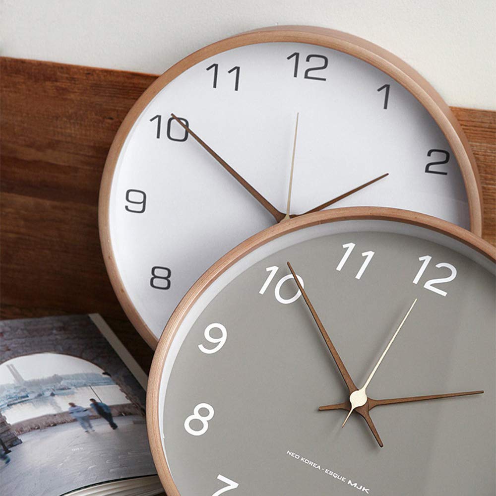 feb.7 Wall Clock, Modern Natural Wood Clock, Minimalist Design, Decorative(Grey, 12'')