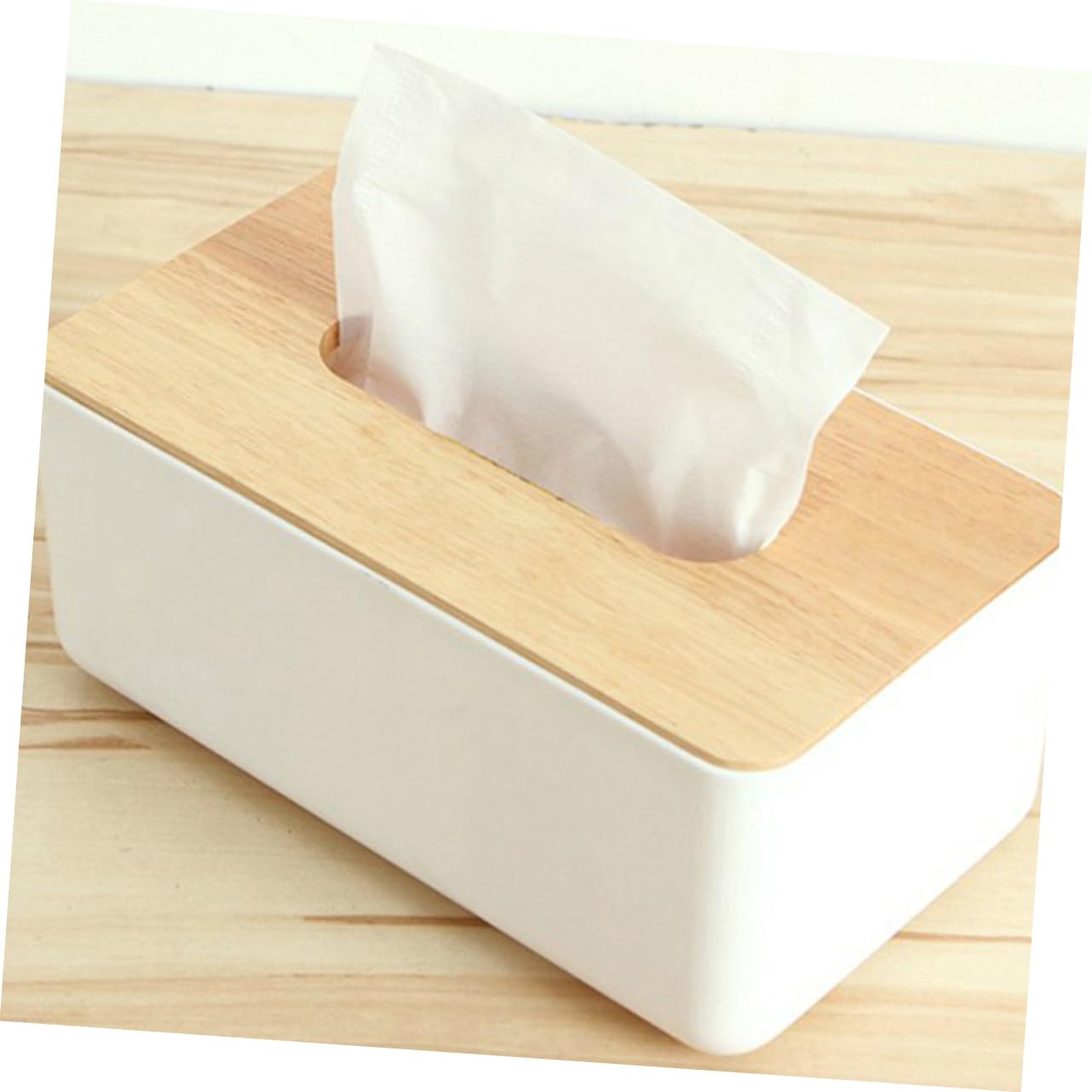 LABRIMP 2pcs Wooden Tissue Box Cover Holder Rectangular Bin Lid for Living Home Decorative Box