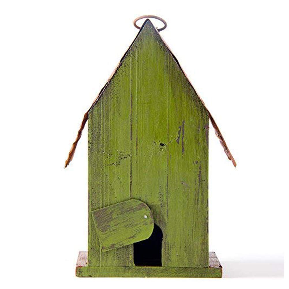 Glitzhome Bird Houses for Outside,10" H Rustic Wooden Bird House Garden Distressed Decorative Birdhouse for Outdoors, Hanging Birdhouse for Bluebird Hummingbird Wren Finch Cardinals Cedar