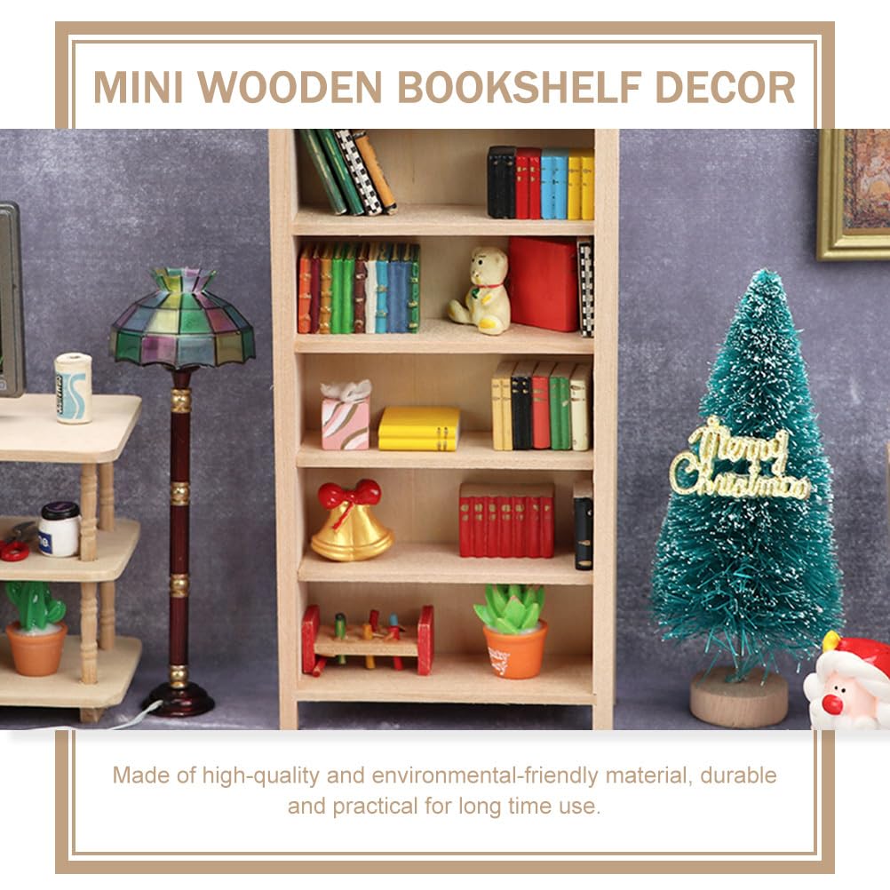 Homoyoyo Doll House Model Doll Storage Cabinet 1 12 Scale Wooden Bookshelf Miniature Wood Furniture Wood Decor Mini Furniture Doll House Furniture Small Wooden Bookshelf Mini House Supply (Pack of 2)