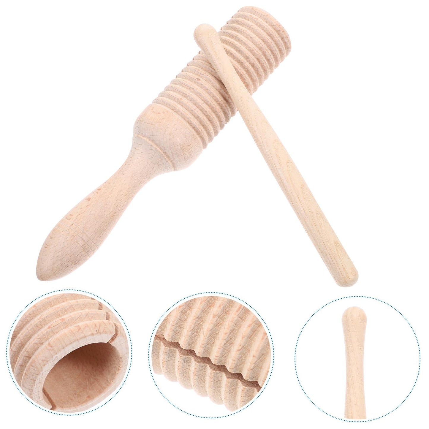 Kisangel 4pcs Kids Wood Guiro Percussion Musical Instruments, Educational Wooden Toddler Instruments for Early Learning and Play