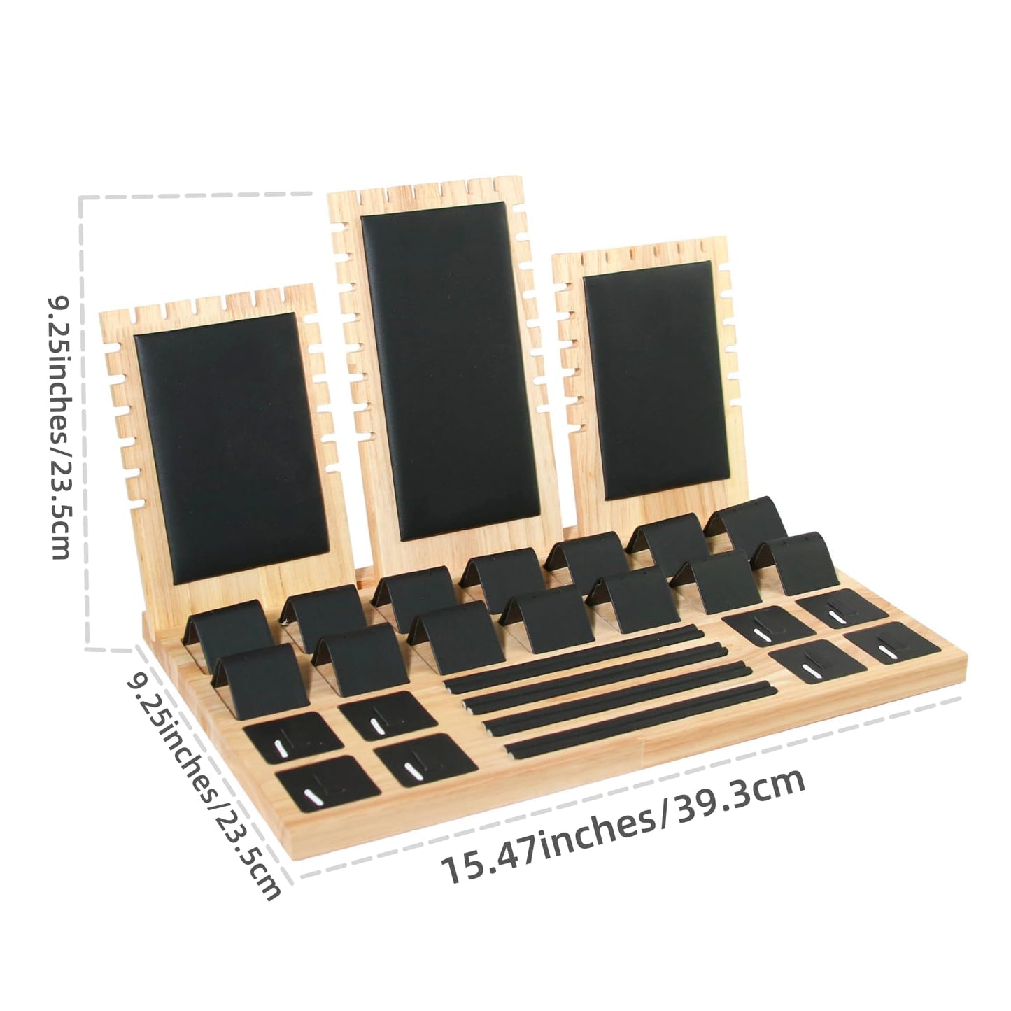 Enorteen Wooden Jewelry Display Stand Set Pendant Necklace Display Holder Ring Earrings Bracelet Tabletop Storage Organizer Stand Set Combination for Show (Black)