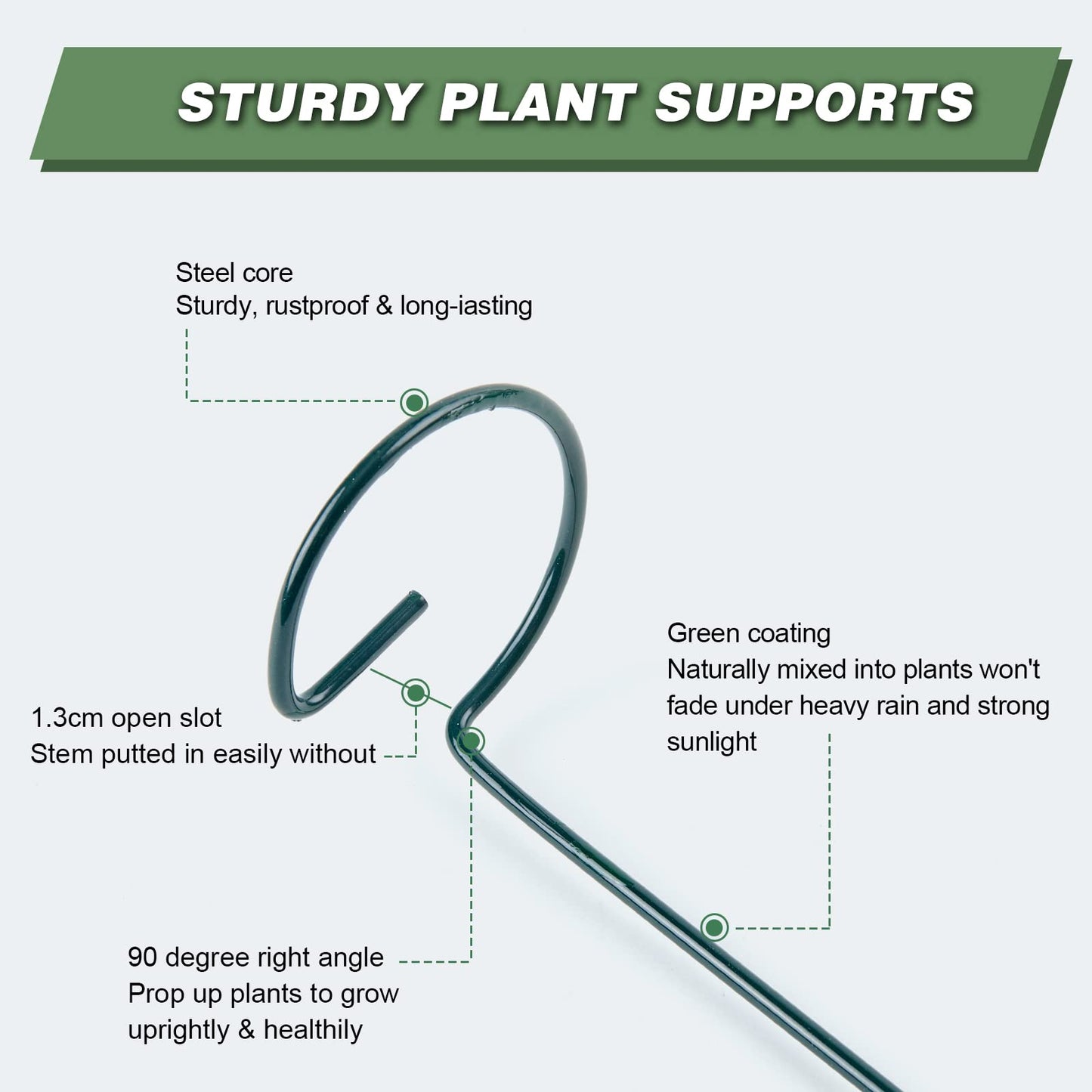 Joyhalo 20 Pack Plant Support Stakes 36 Inches, Plant Stakes, Flower Stakes with 24 Twist Ties, Garden Sticks for Plants Hibiscus, Sunflower, Red Hot Poker, Hydrangea, Tomato, Sapling Etc