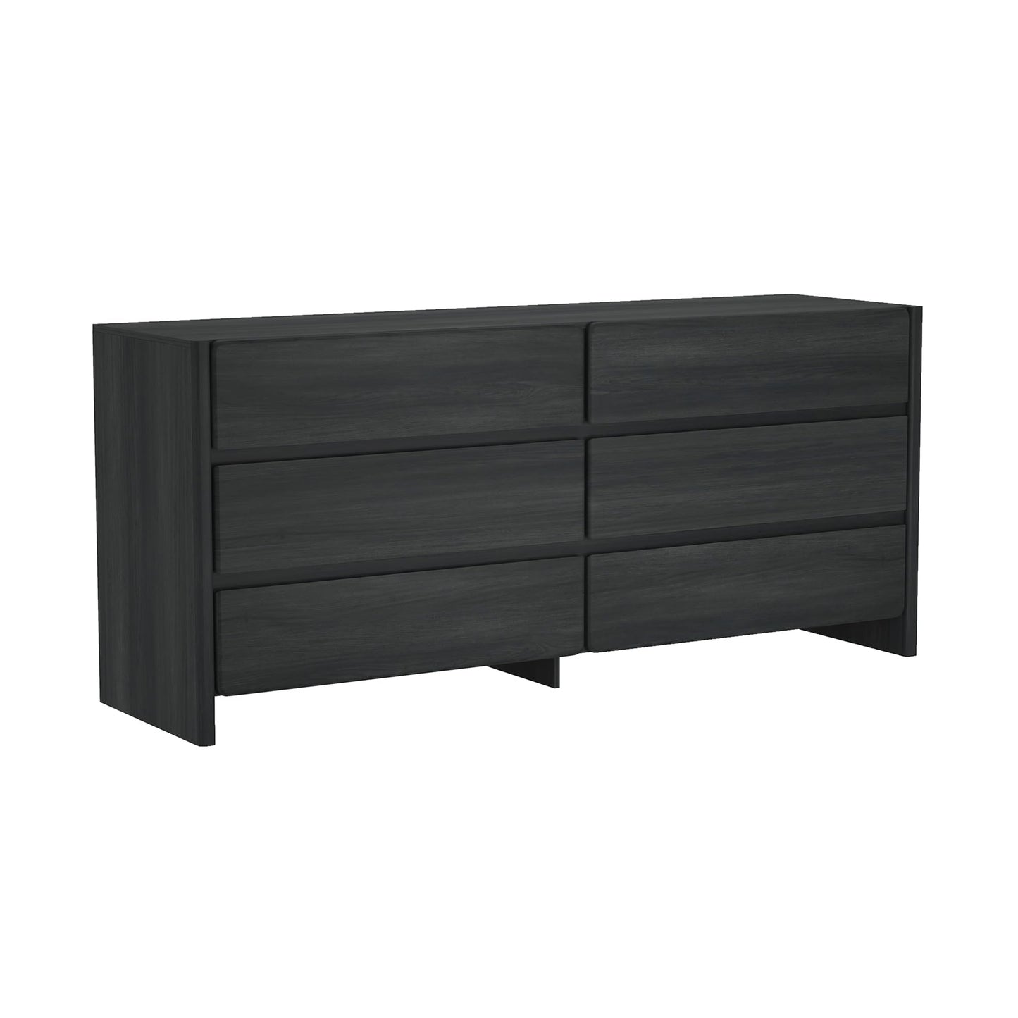 Manhattan Comfort Linda Double Wide Modern Dresser for Bedroom with 6 Storage Drawers – 72" Long Wooden Cabinet for Closet Essentials and Clothes Organization, Home Furniture, Charcoal Grey