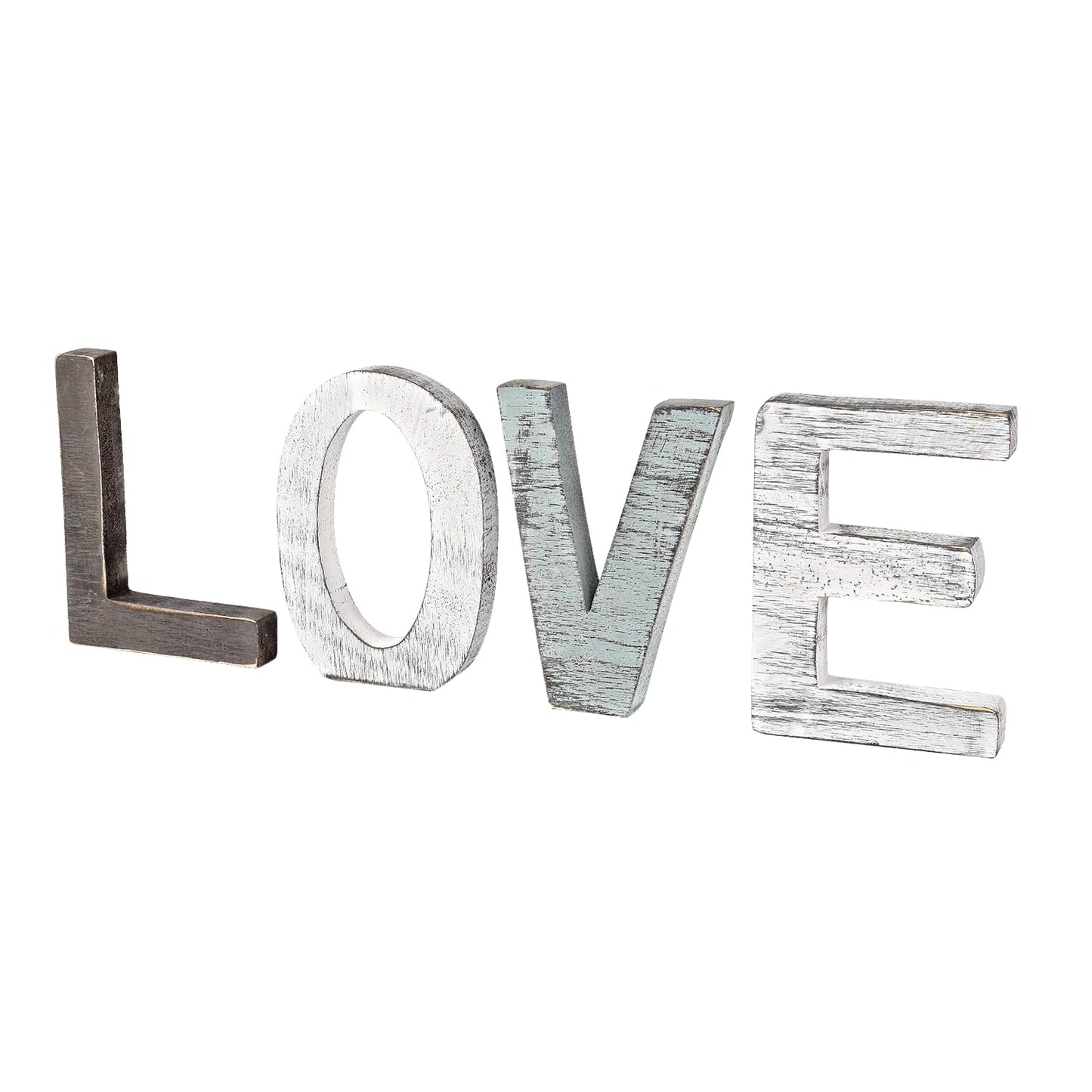 Flexzion Wooden Love Sign Block Letters for Wall Decor - Rustic Standing Love Cut Outs Wooden Word Signs Letter Decorations for Walls, Bookshelf, Kitchen, Bathroom, Wedding, and More