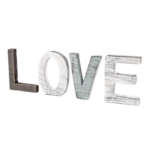 Flexzion Wooden Love Sign Block Letters for Wall Decor - Rustic Standing Love Cut Outs Wooden Word Signs Letter Decorations for Walls, Bookshelf, Kitchen, Bathroom, Wedding, and More