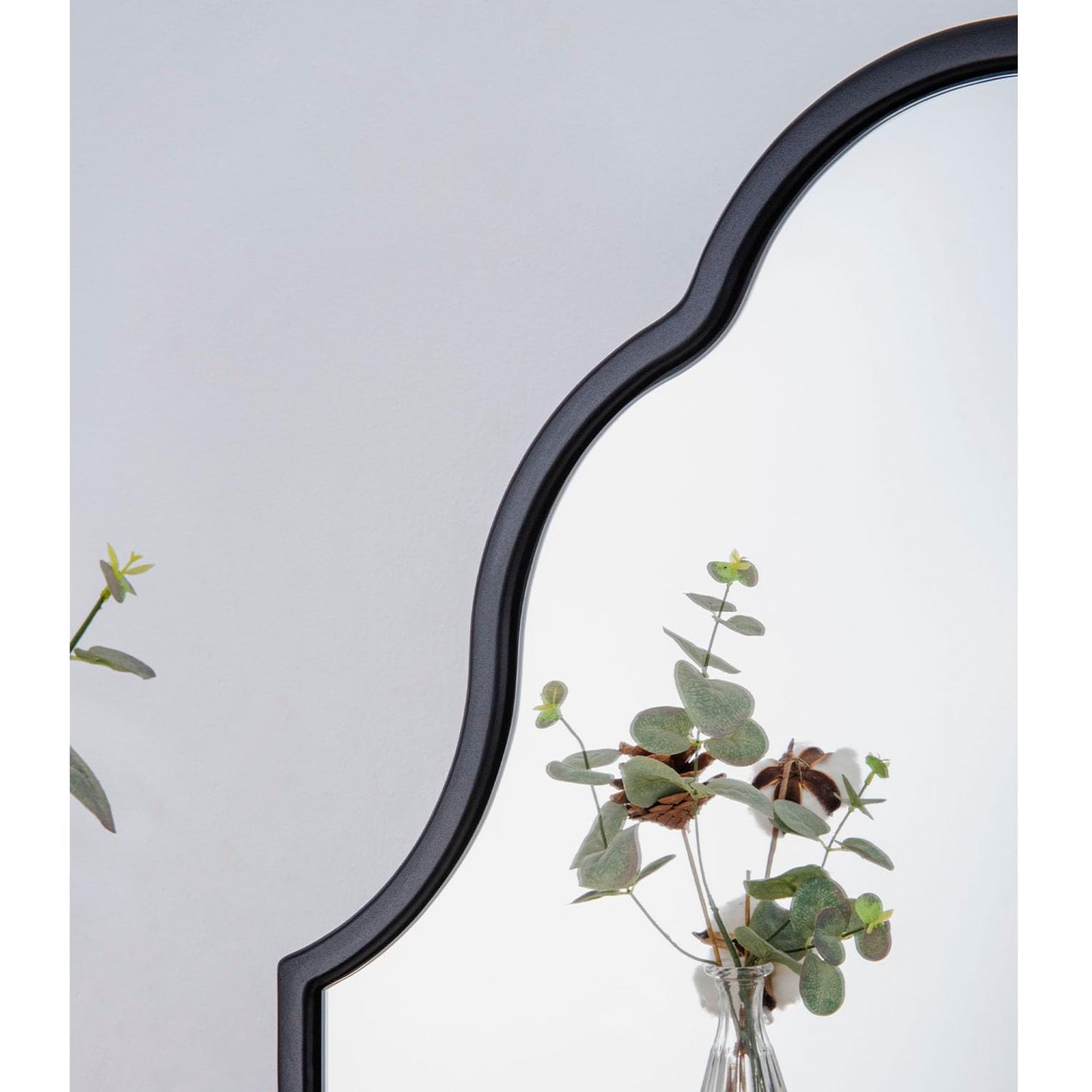 Chende 36'' X 24'' Arch Mirror with Wood Frame, Large Black Bathroom Mirror for Wall, Elegant Scalloped Mirror for Entryway, Living Room, Dining Room