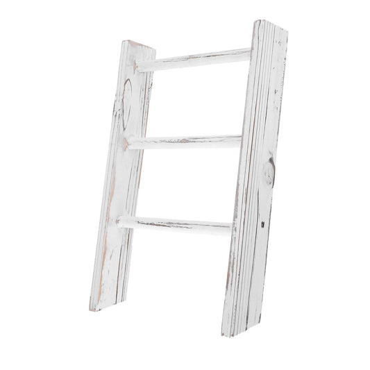 FONDOTIN Rustic Mini Ladder Towel Rack Charming Bathroom Decor for Tea Towels Blankets Elegant White Display Stand for Farmhouse Style Practical Accessory for Rustic Bathrooms