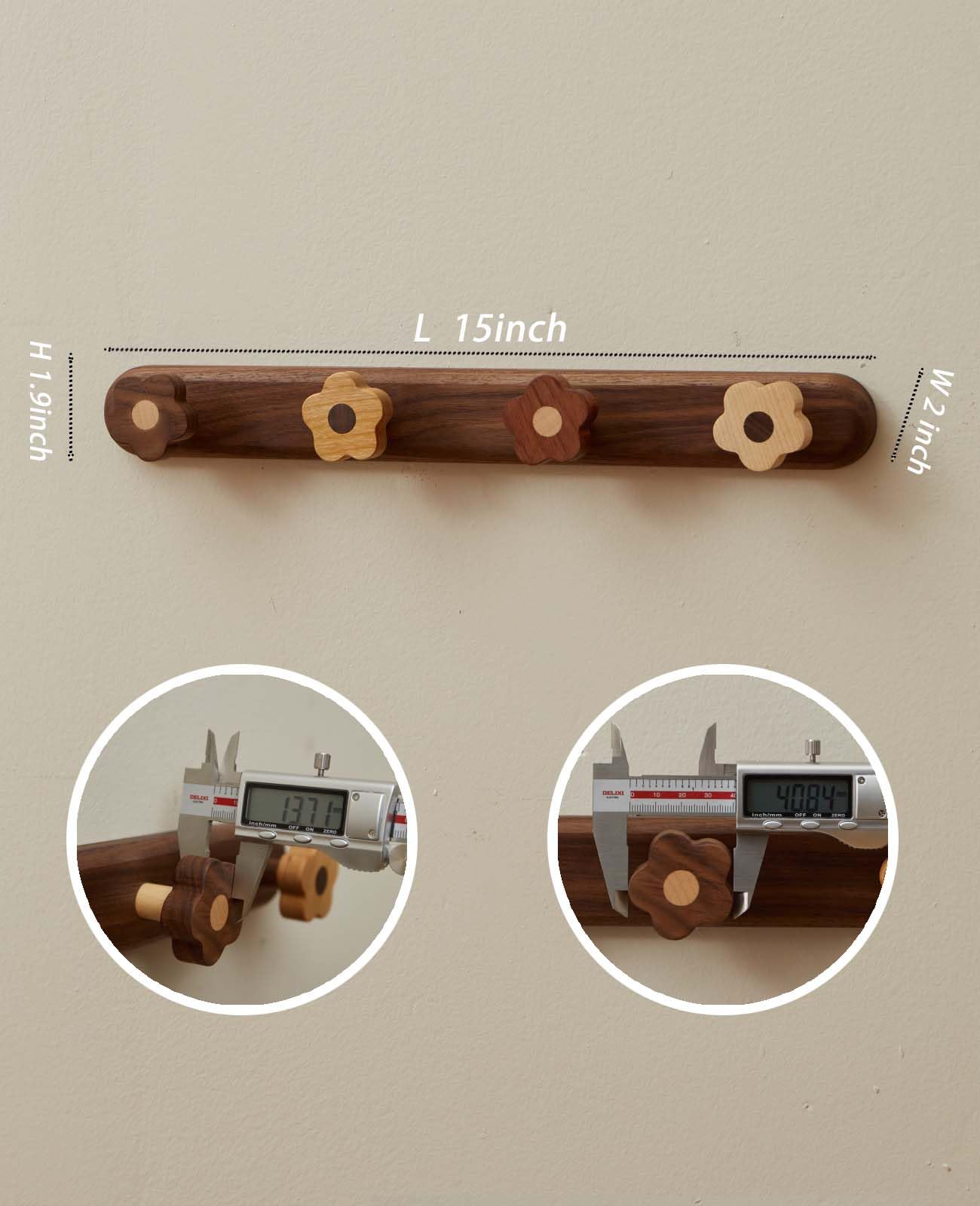 Kids Coat Rack Wall Mount - Wood Cute Flower Coat Hooks for Hanging Clothes,Purse,Robe,Towels,Backpack,Modern Decorative Walnut Wall hooks Heavy Duty Hanger for Girls Nursery,Bathroom,Entryway&Bedroom