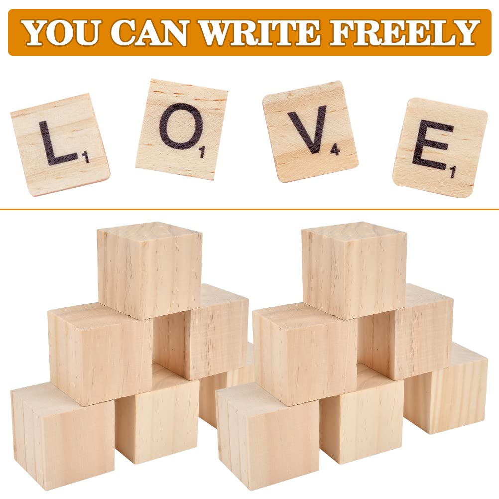 BUYGOO 30Pcs 2 inch Wooden Cubes Wood Blocks Unfinished for Crafts, Wood Square Blocks for Crafts and DIY Décor